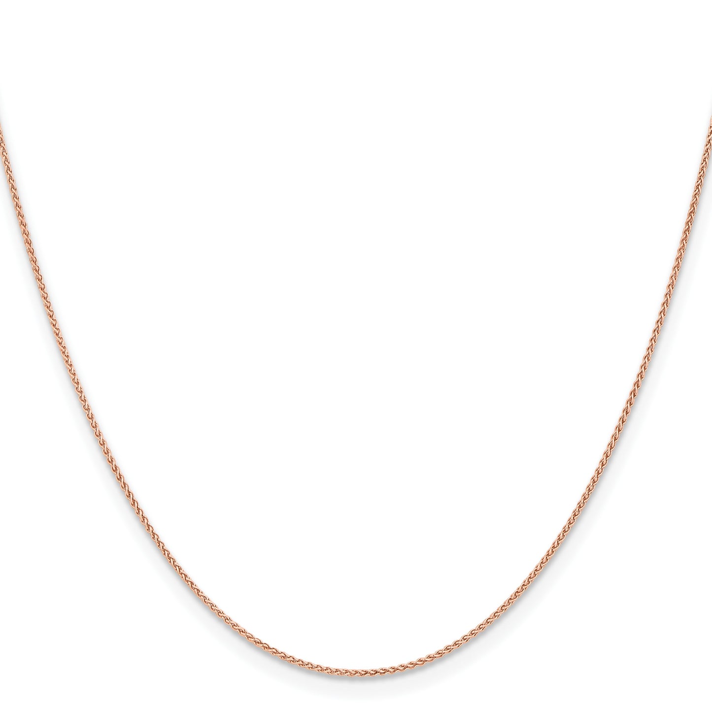 14K Rose Gold 30 inch 1mm Solid Polished Spiga with Lobster Clasp Chain