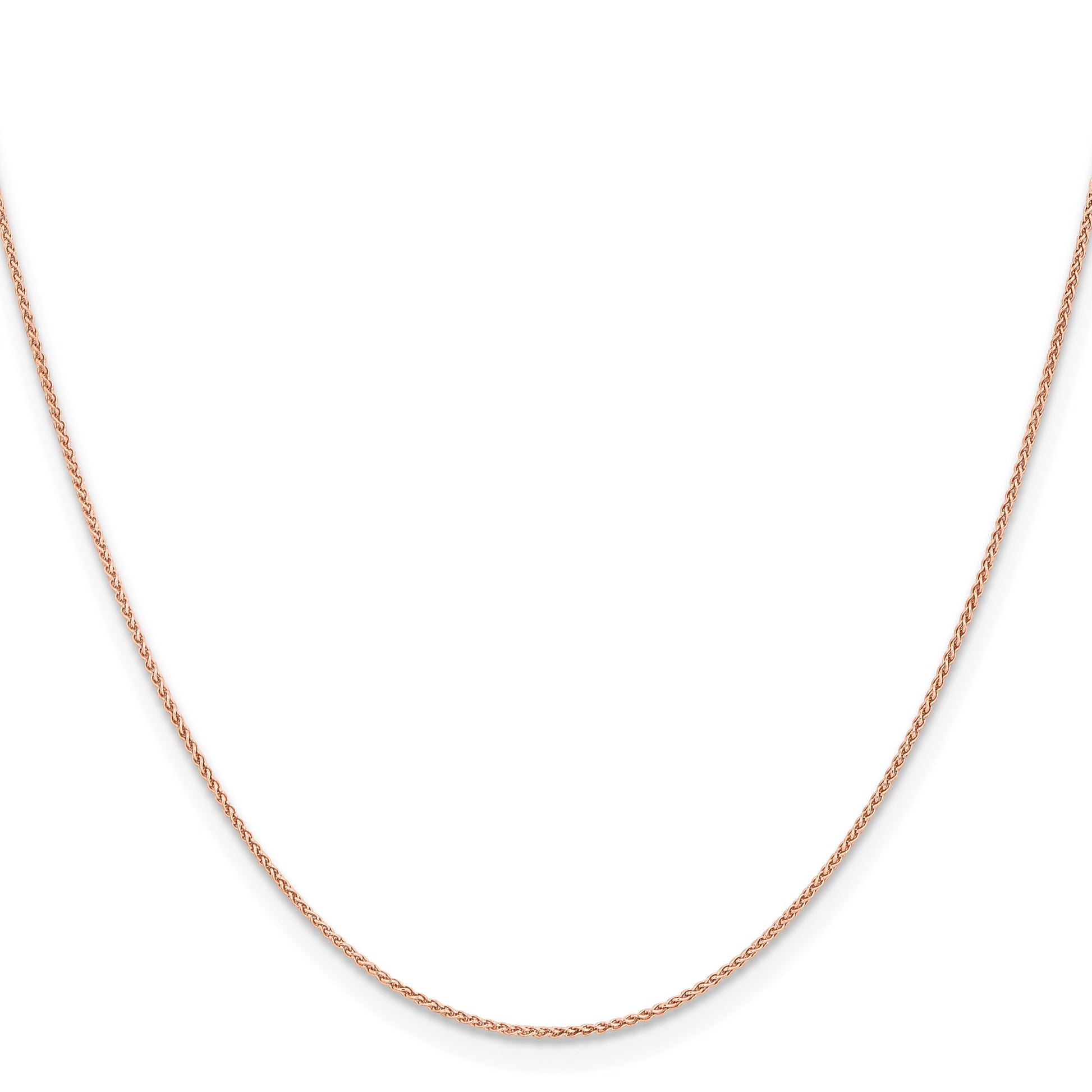 14K Rose Gold 30 inch 1mm Solid Polished Spiga with Lobster Clasp Chain