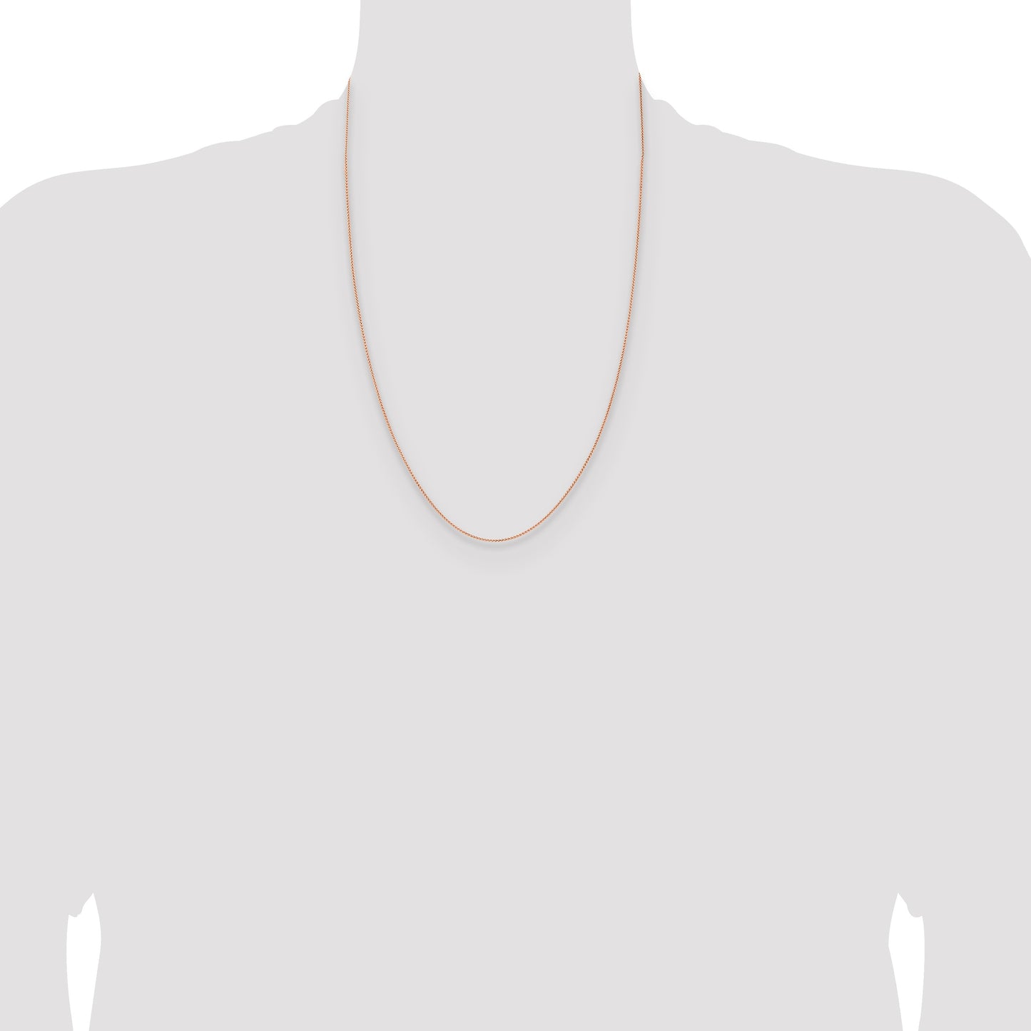 14K Rose Gold 24 inch 1mm Solid Polished Spiga with Lobster Clasp Chain