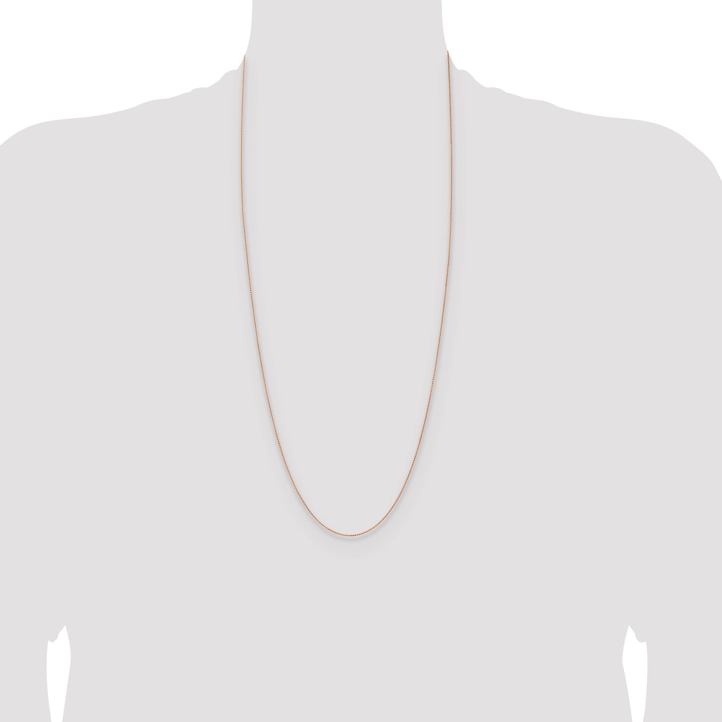 14K Rose Gold 30 inch 1mm Solid Polished Spiga with Lobster Clasp Chain