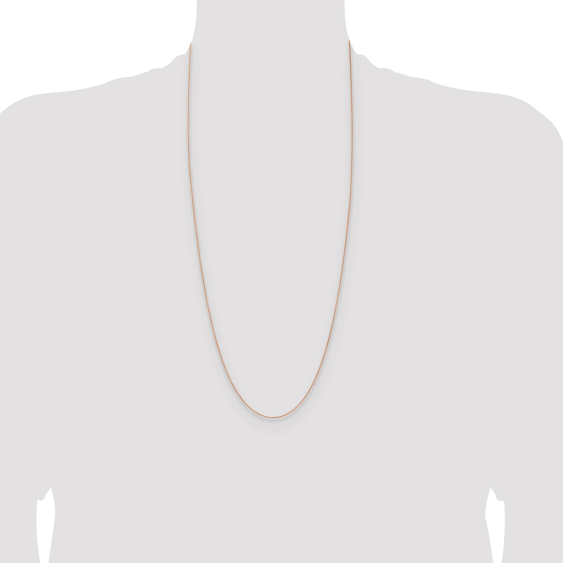 14K Rose Gold 30 inch 1mm Solid Polished Spiga with Lobster Clasp Chain