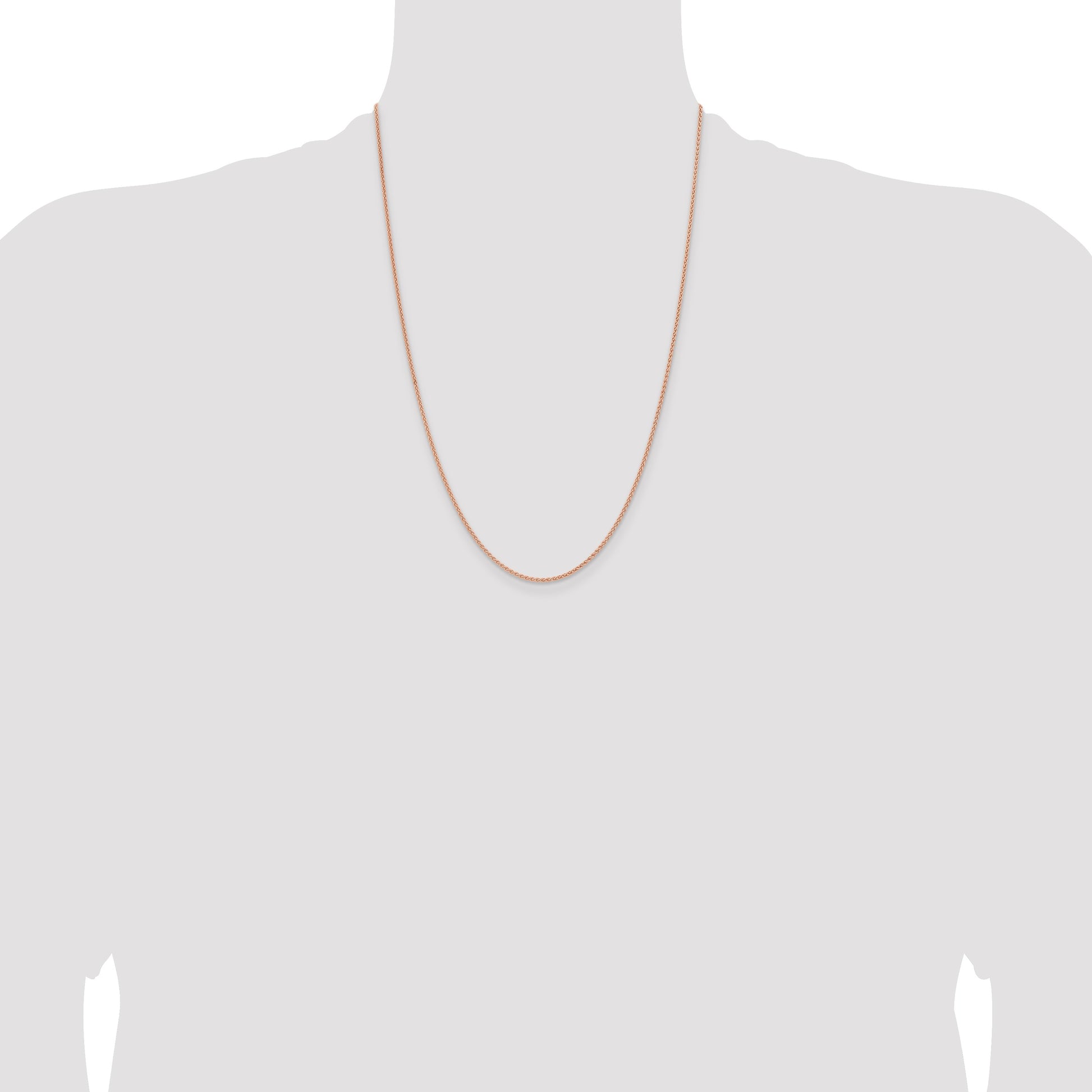 14K Rose Gold 24 inch 1.7mm Solid Polished Spiga with Lobster Clasp Chain