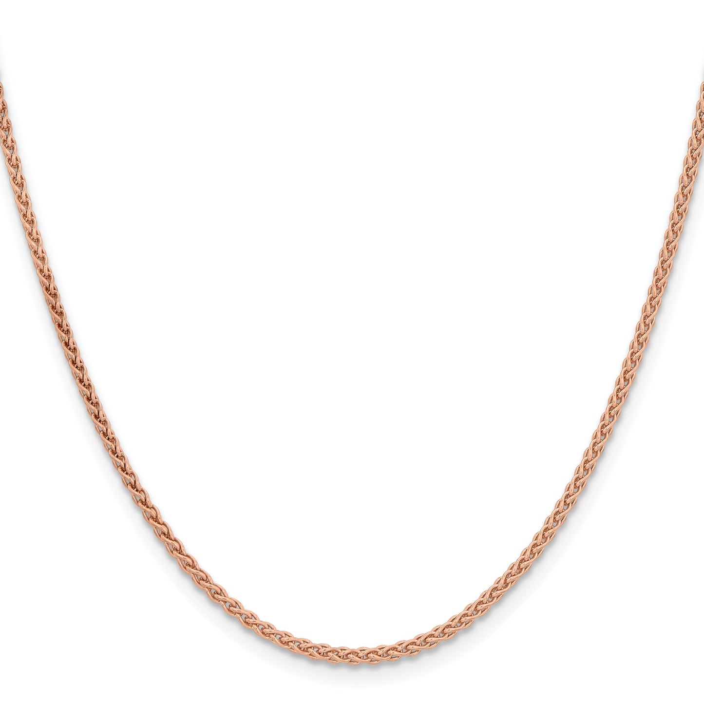 14K Rose Gold 24 inch 2.1mm Solid Polished Spiga with Lobster Clasp Chain