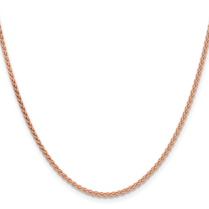 14K Rose Gold 24 inch 2.1mm Solid Polished Spiga with Lobster Clasp Chain