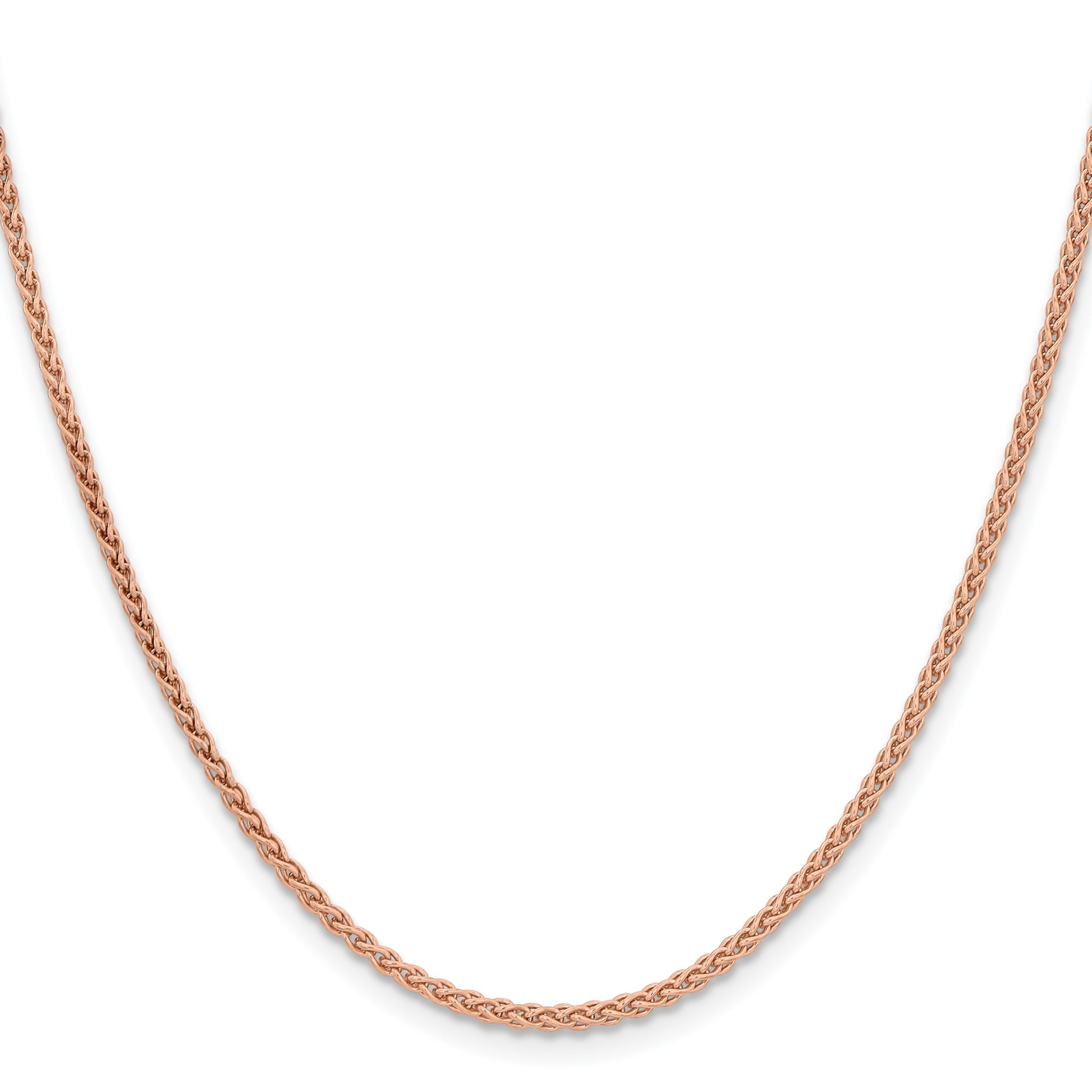 14K Rose Gold 30 inch 2.1mm Solid Polished Spiga with Lobster Clasp Chain