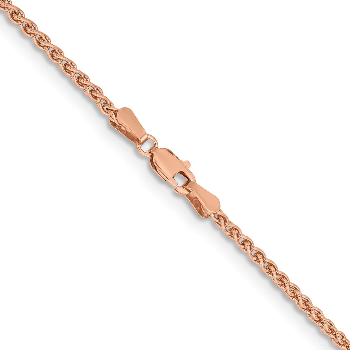 14K Rose Gold 30 inch 2.1mm Solid Polished Spiga with Lobster Clasp Chain