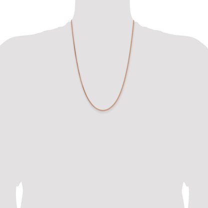 14K Rose Gold 24 inch 2.1mm Solid Polished Spiga with Lobster Clasp Chain