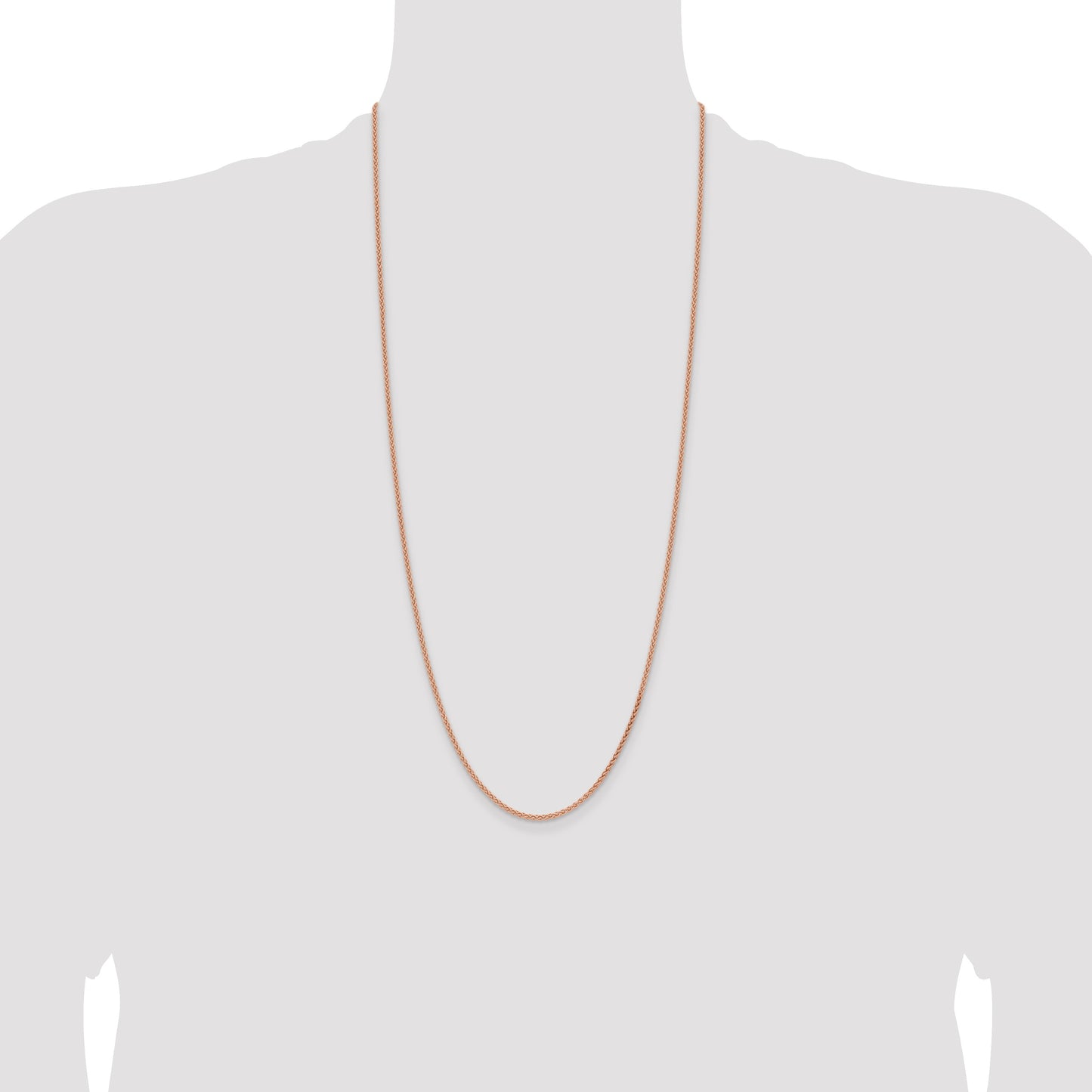 14K Rose Gold 30 inch 2.1mm Solid Polished Spiga with Lobster Clasp Chain