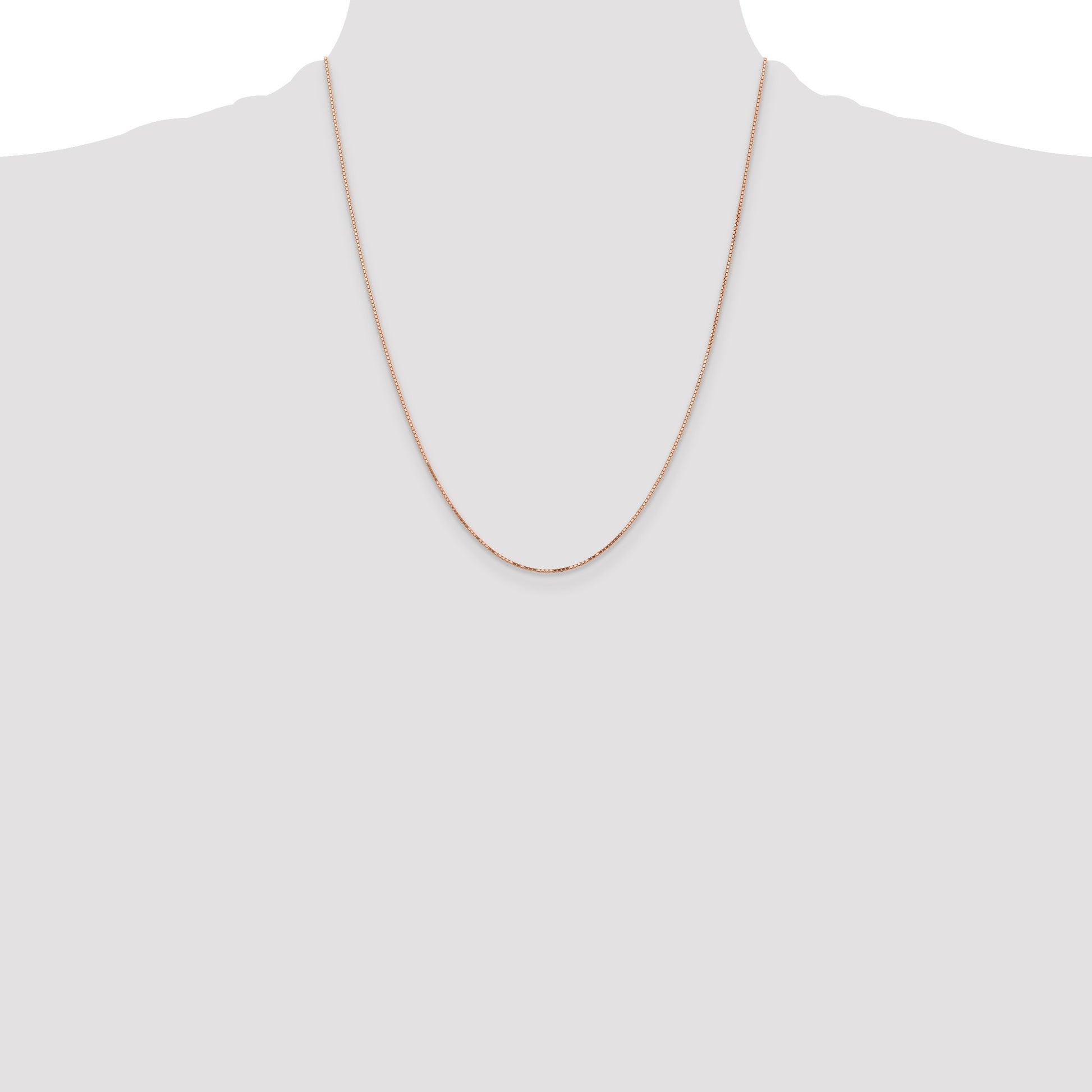 14K Rose Gold 22 inch .95mm Box Link with Lobster Clasp Chain
