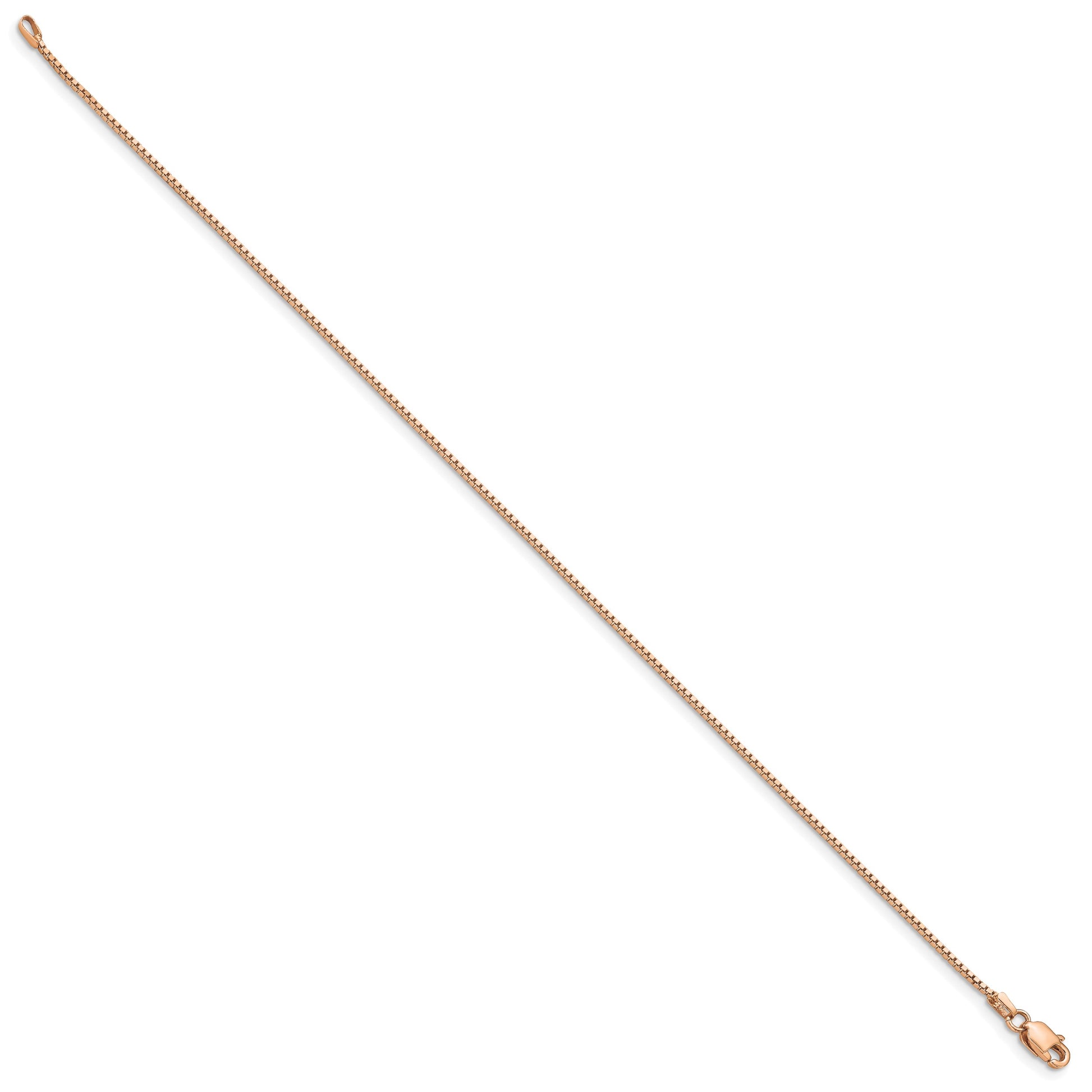 14K Rose Gold 7 inch .95mm Box Link with Lobster Clasp Bracelet