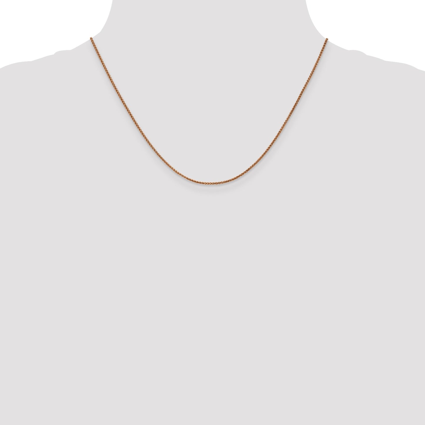 14K Rose Gold 18 inch 1.25mm Diamond-cut Spiga with Lobster Clasp Chain