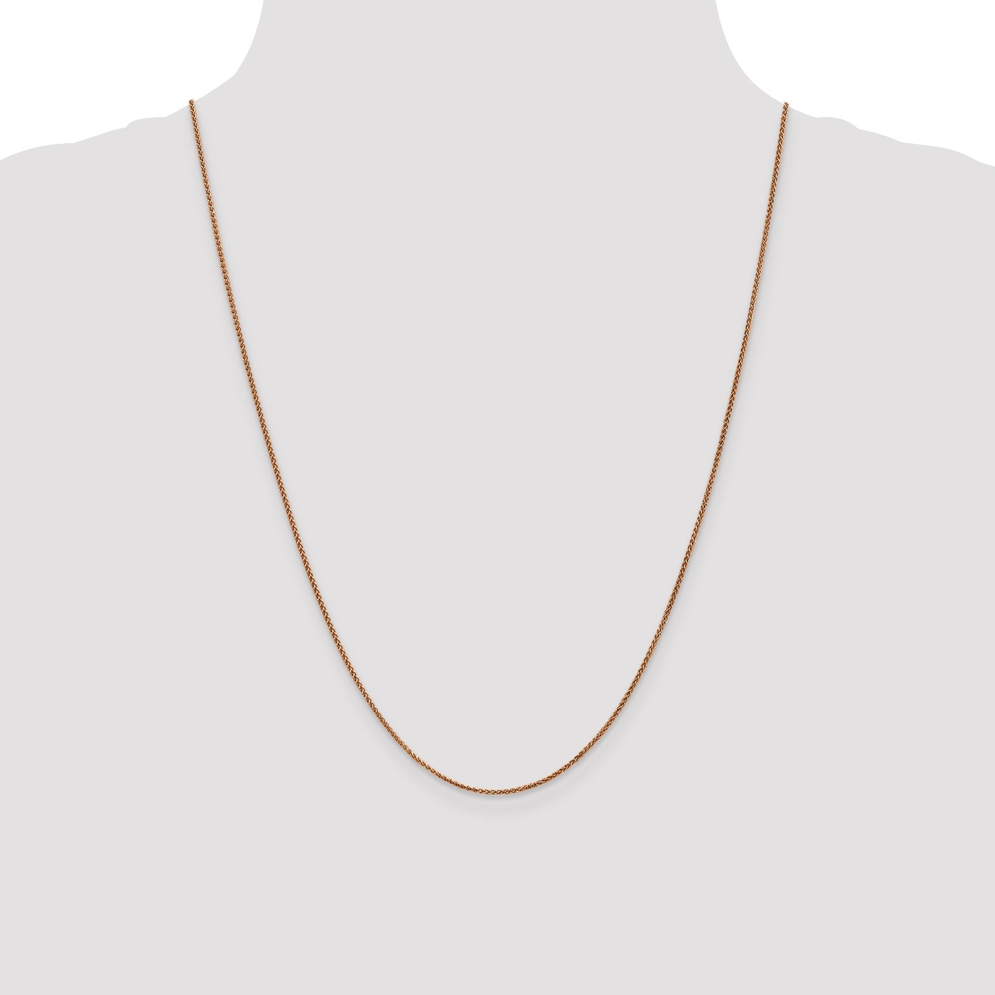 14K Rose Gold 24 inch 1.25mm Diamond-cut Spiga with Lobster Clasp Chain