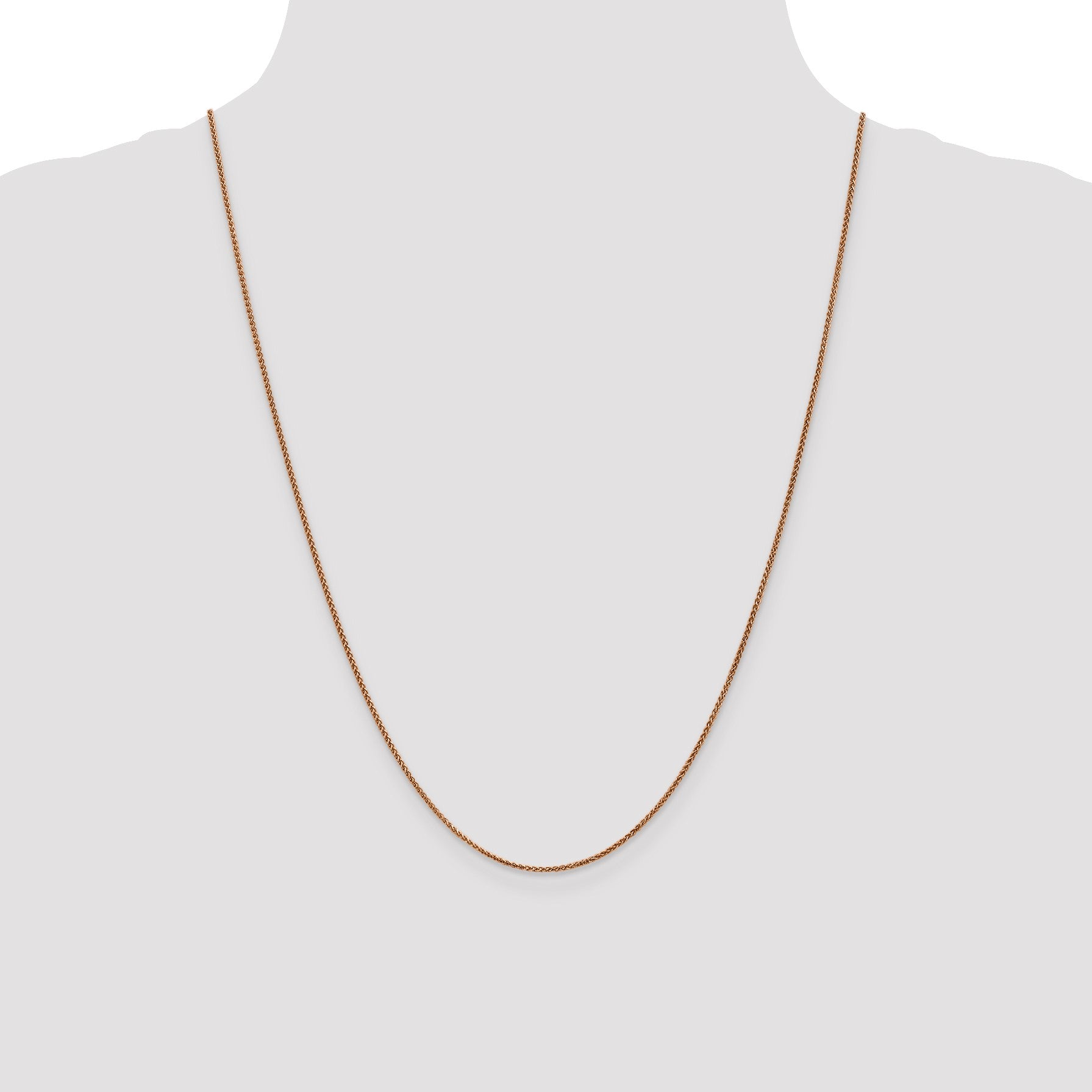 14K Rose Gold 24 inch 1.25mm Diamond-cut Spiga with Lobster Clasp Chain