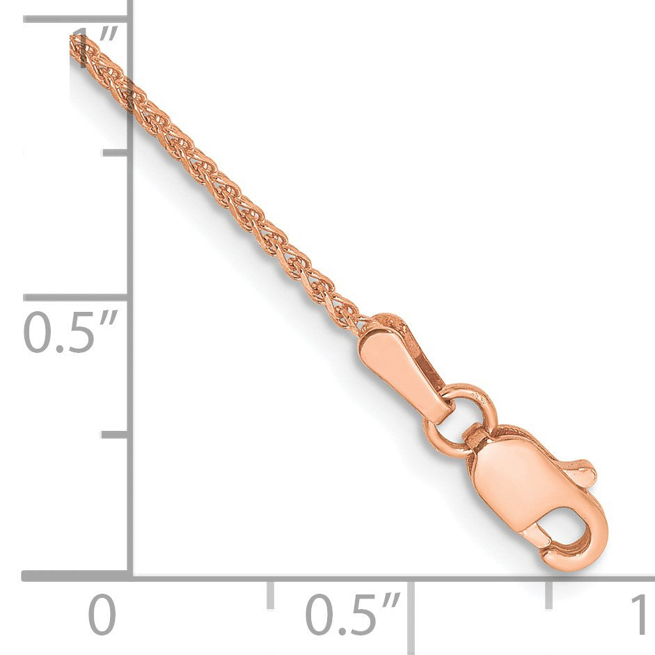 14K Rose Gold 7 inch 1.25mm Diamond-cut Spiga with Lobster Clasp Bracelet