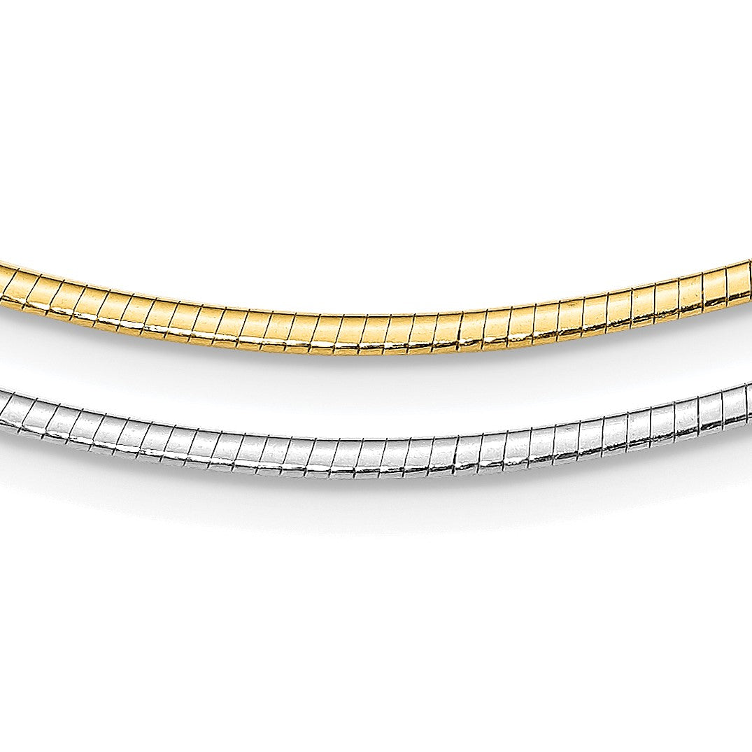 Sterling Silver Gold-pltd 2mm Reversible w/2in ext Cubetto Chain