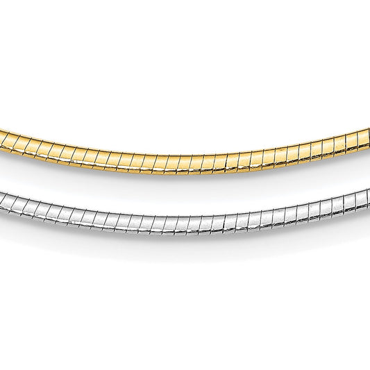 Sterling Silver Gold-pltd 2mm Reversible w/2in ext Cubetto Chain