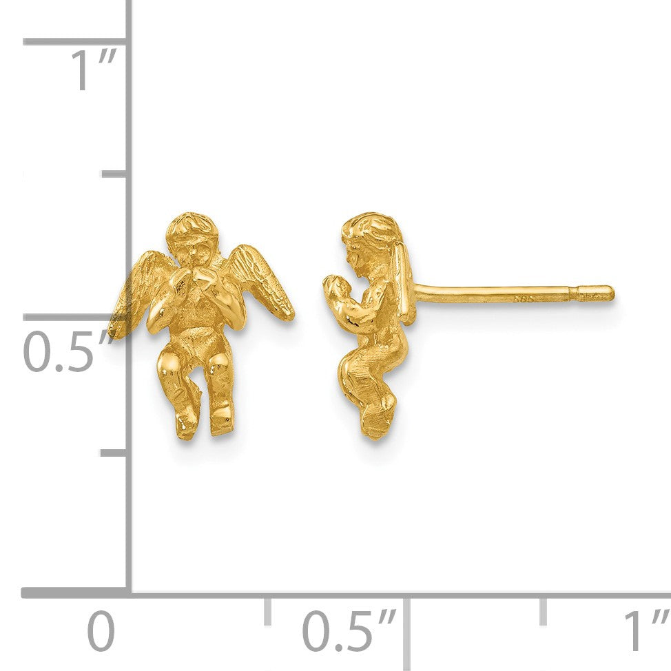 14k Polished Diamond-Cut Angel Post Earrings