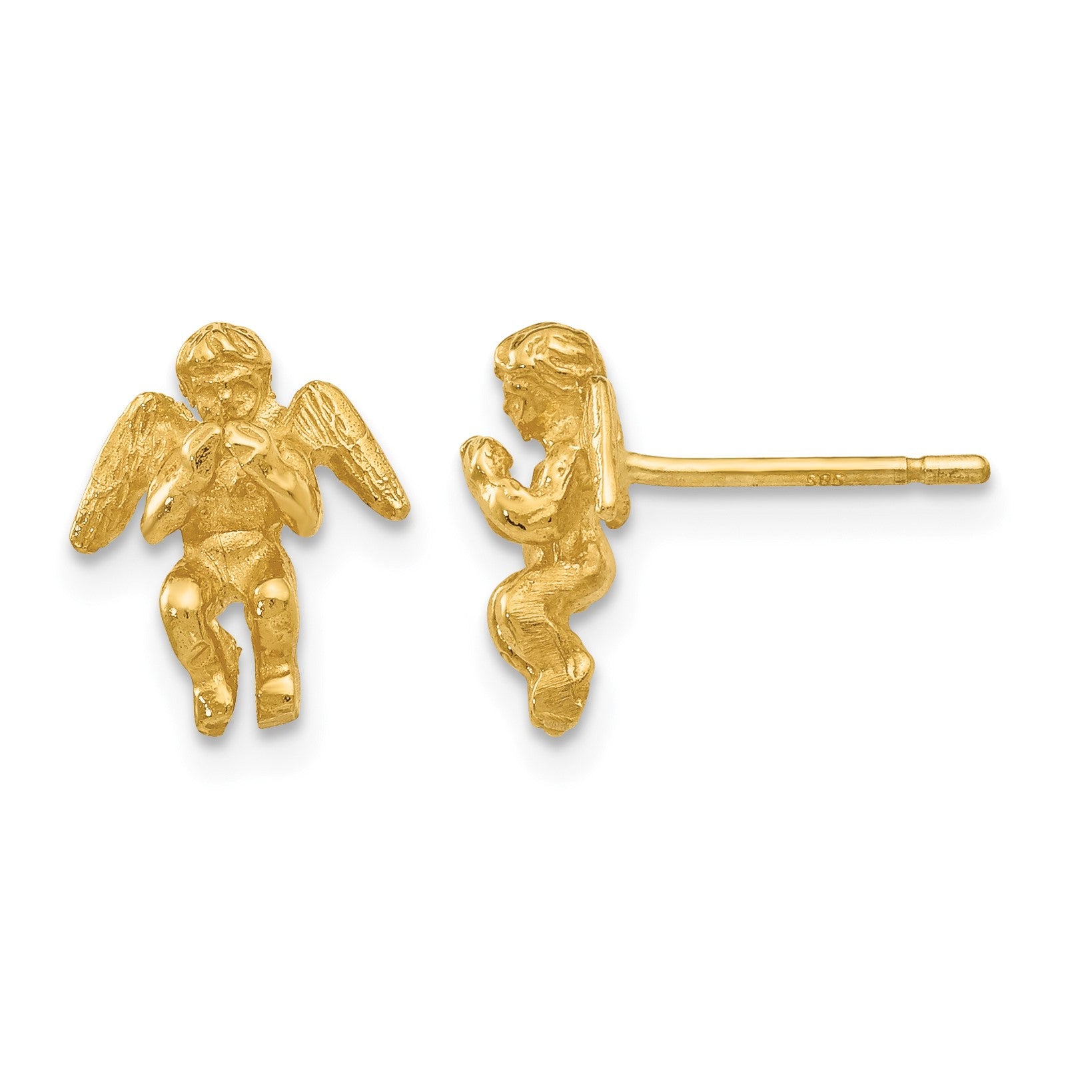 14k Polished Diamond-Cut Angel Post Earrings