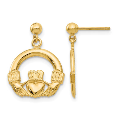 14k Claddagh Dangle Post Earrings