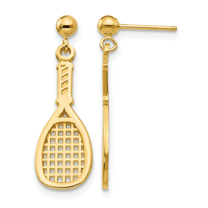 14k Polished Racquet Dangle Post Earrings