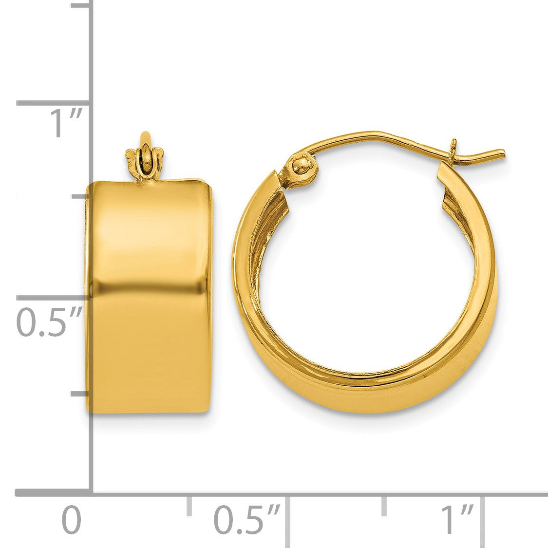 14K 8.25x16mm Polished Hoop Earrings