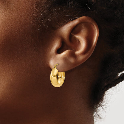 14K 7x19mm Polished Hoop Earrings