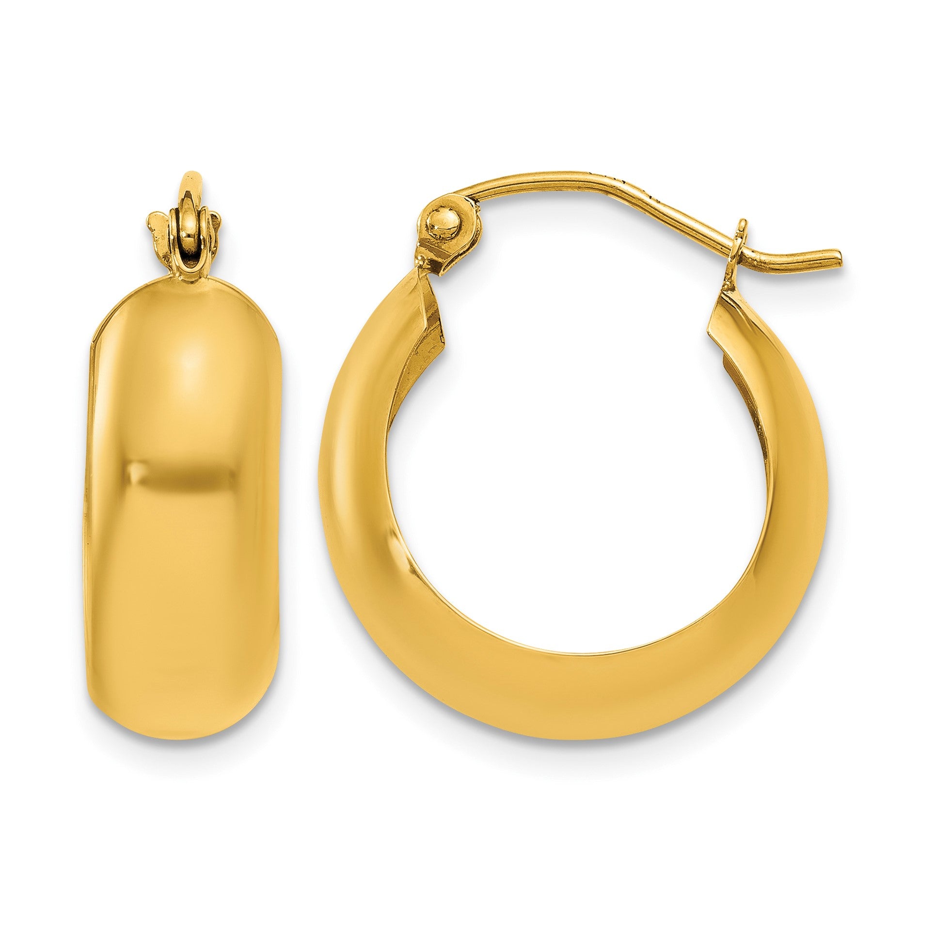 14K 7x19mm Polished Hoop Earrings