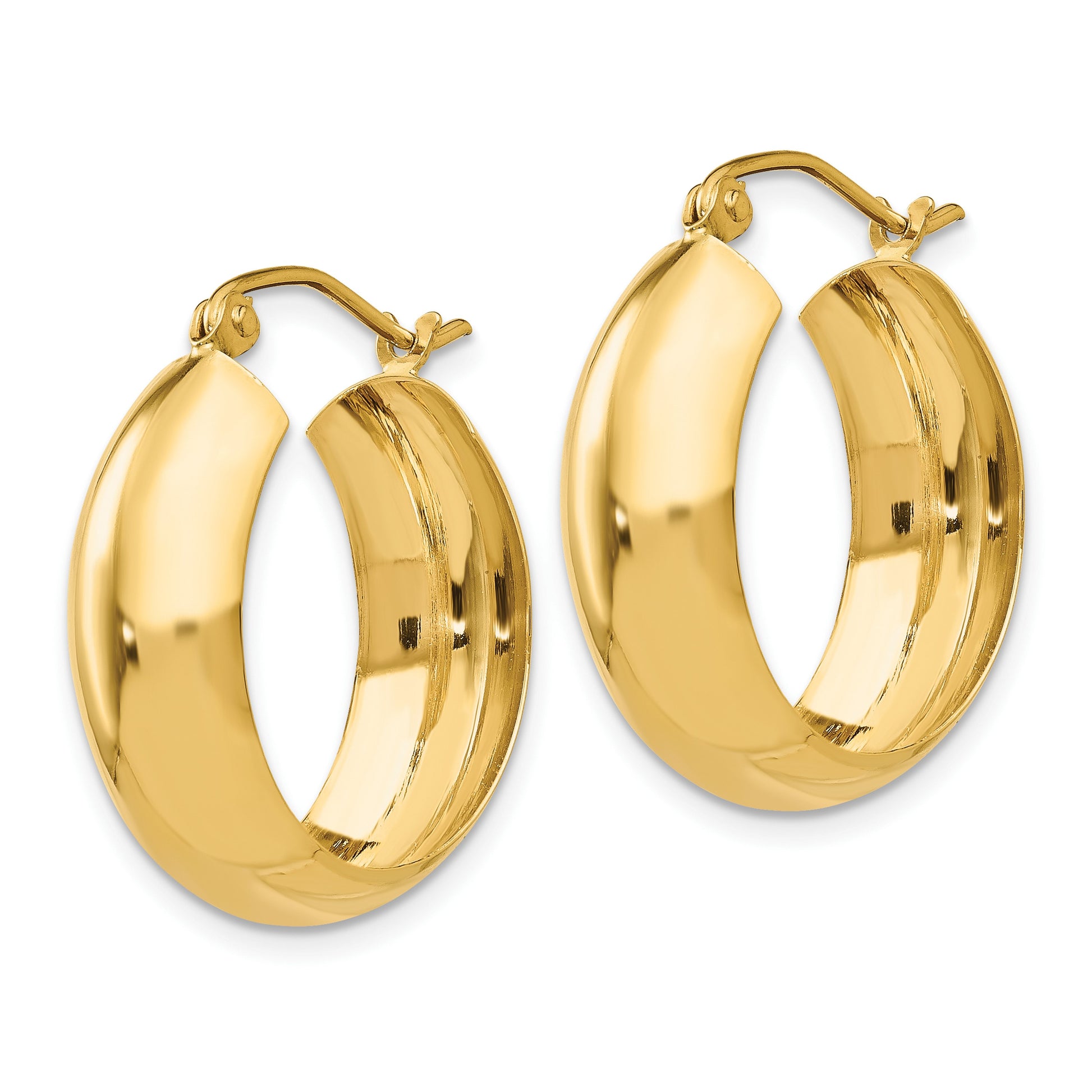 14K 7x21mm Polished Hoop Earrings