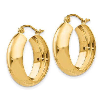 14K 7x21mm Polished Hoop Earrings