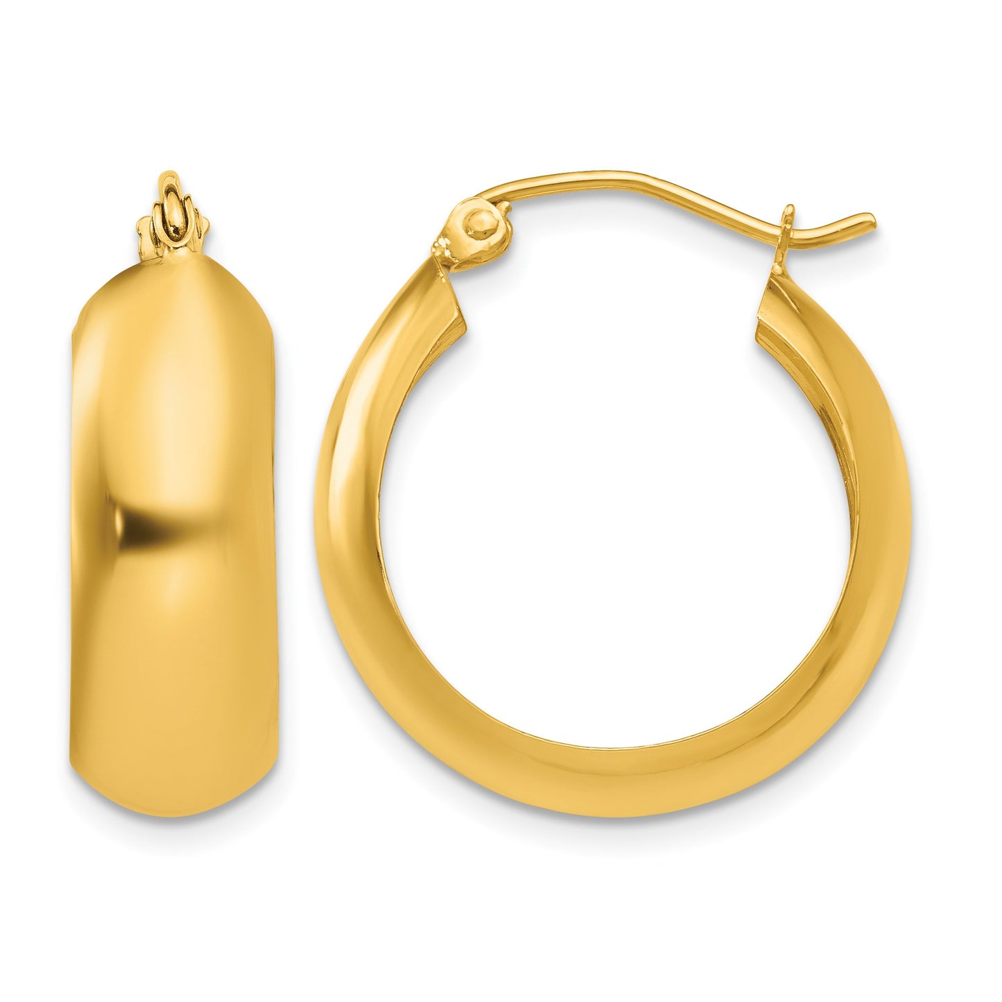 14K 7x21mm Polished Hoop Earrings