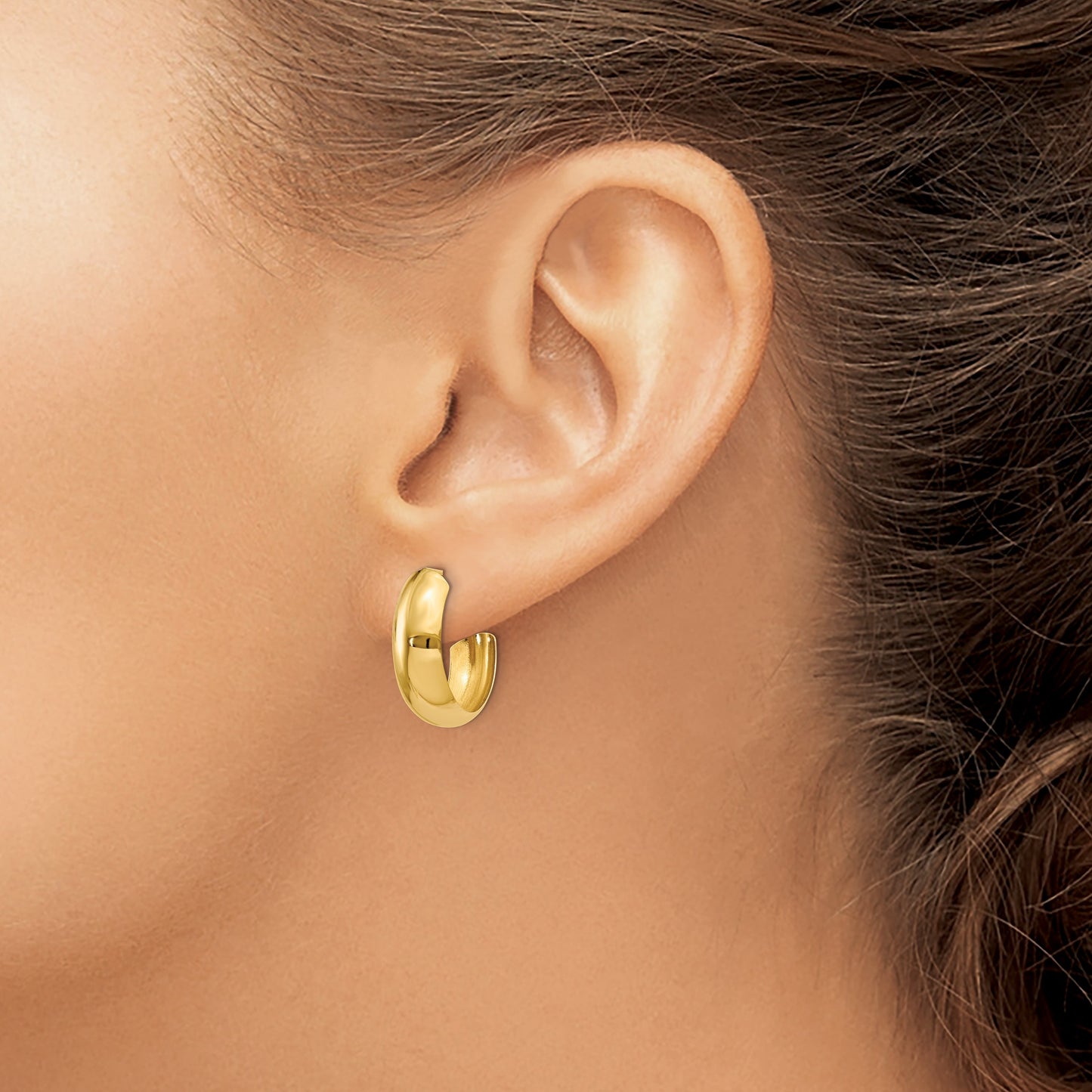 14k 6.5x24mm Polished J-Hoop Post Earrings