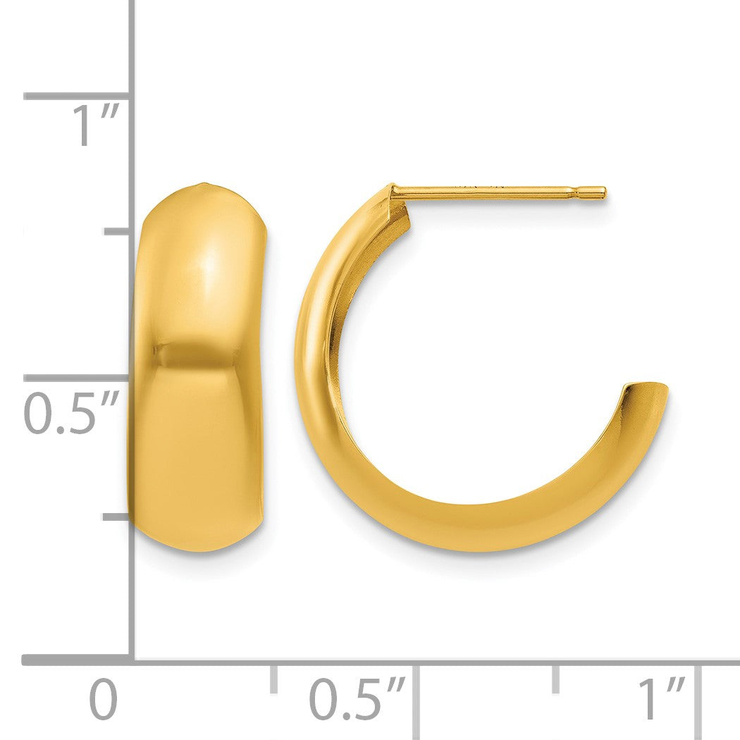14k 6.5x24mm Polished J-Hoop Post Earrings
