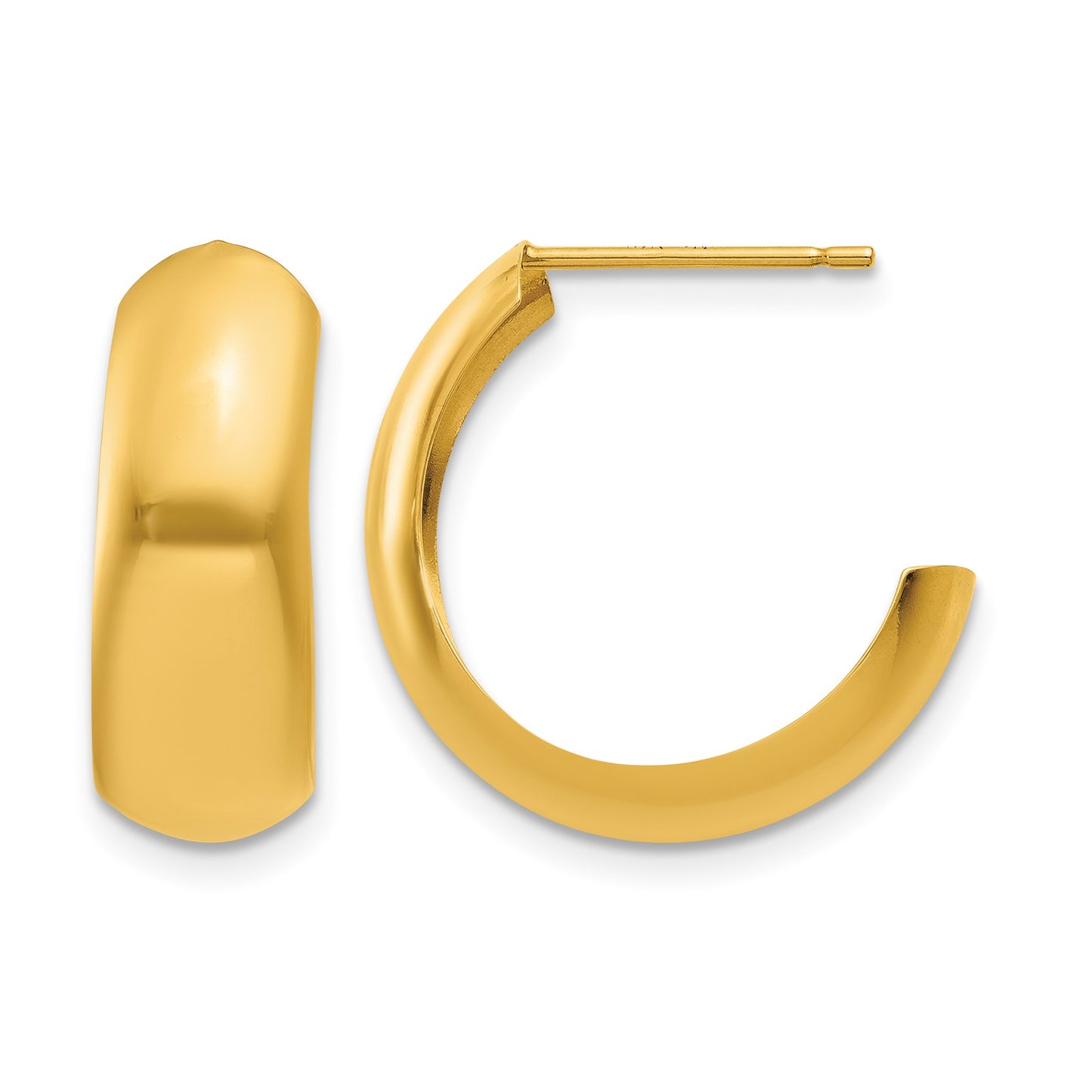 14k 6.5x24mm Polished J-Hoop Post Earrings