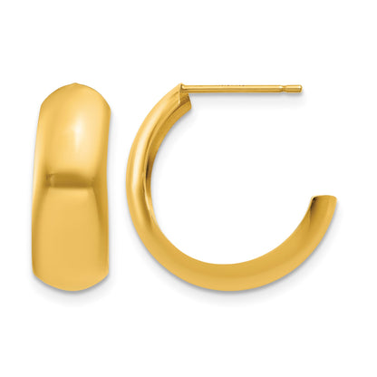 14k 6.5x24mm Polished J-Hoop Post Earrings