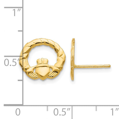 14k Claddagh Post Earrings