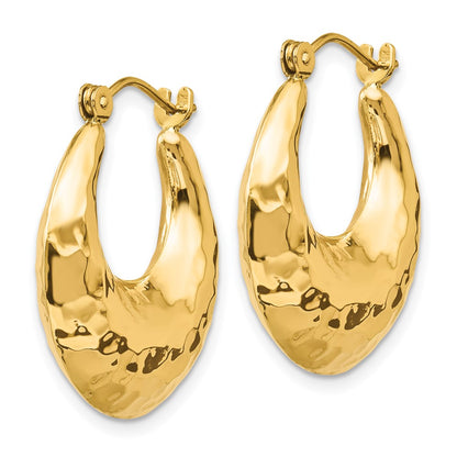 14k Hammered Fancy Hollow Hoop Earrings