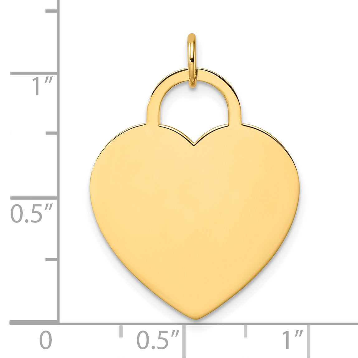 14K Polished Engravable 23mm Heart Disc Pendant
