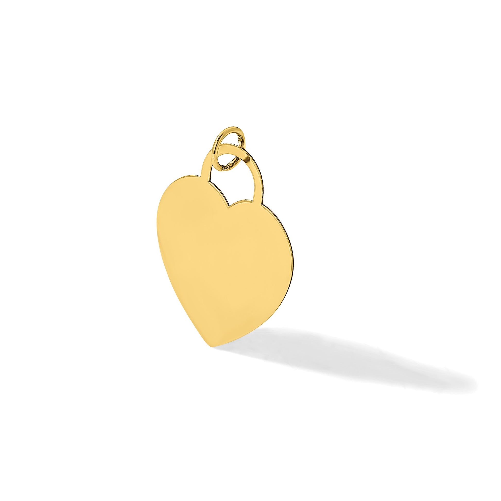 14K Polished Engravable 23mm Heart Disc Pendant