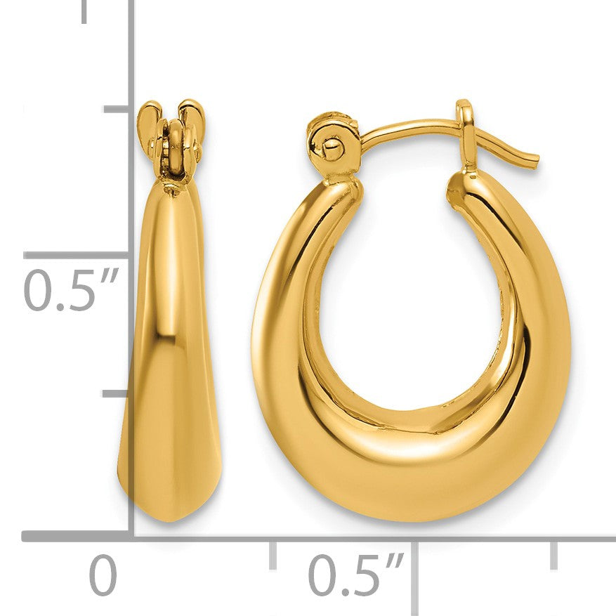 14k Polished Oval Hollow Hoop Earrings
