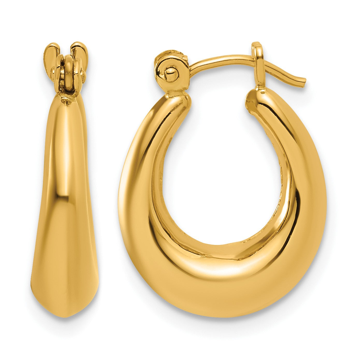 14k Polished Oval Hollow Hoop Earrings