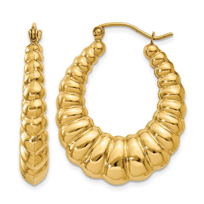 14k Polished Scalloped Hoop Earrings