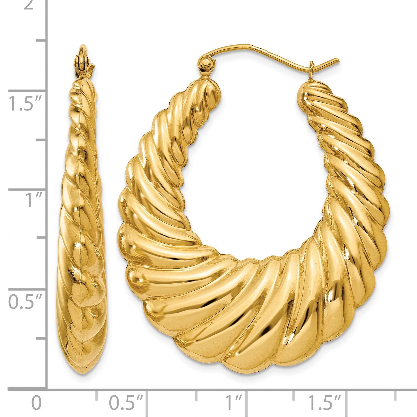 14k Polished Scalloped Hoop Earrings