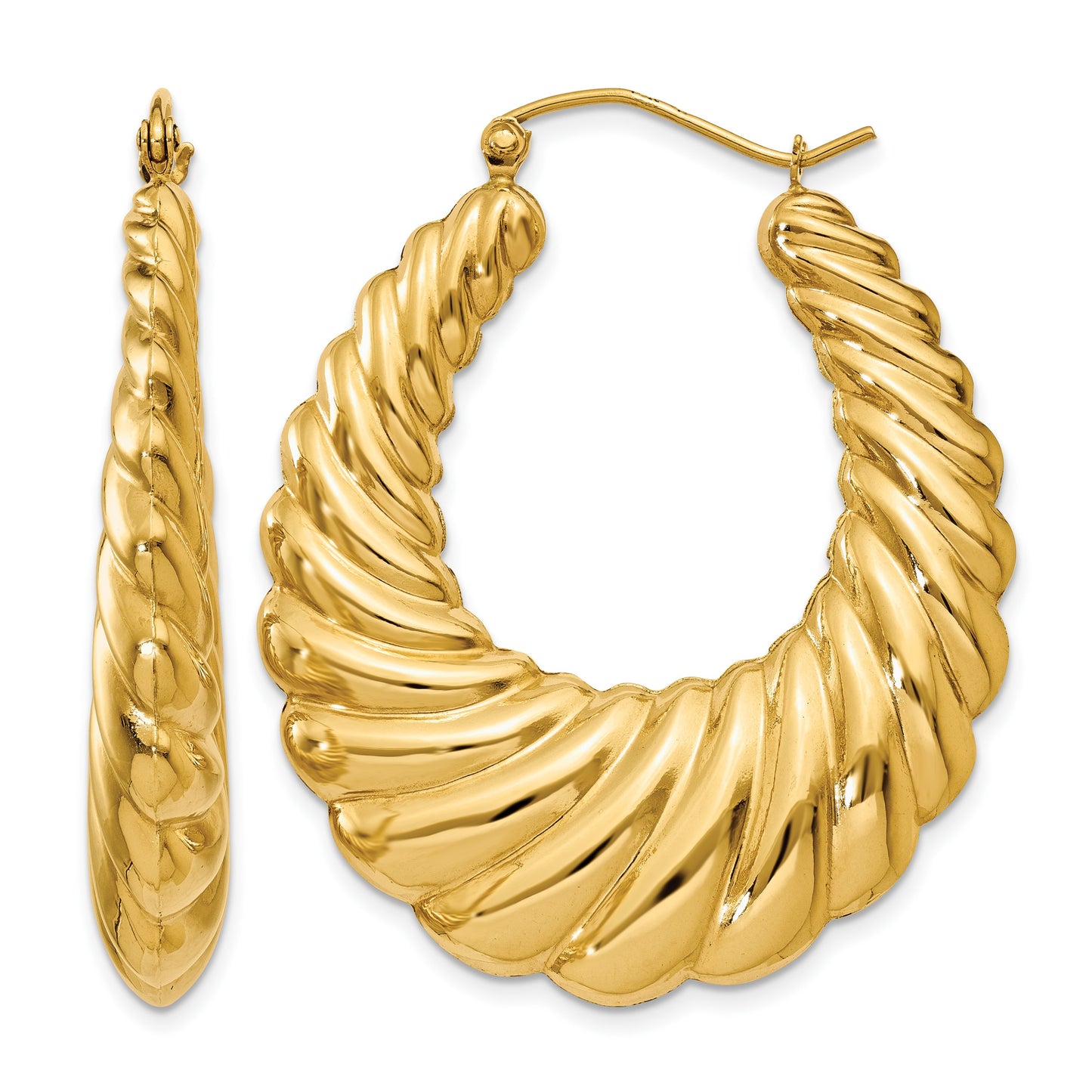 14k Polished Scalloped Hoop Earrings