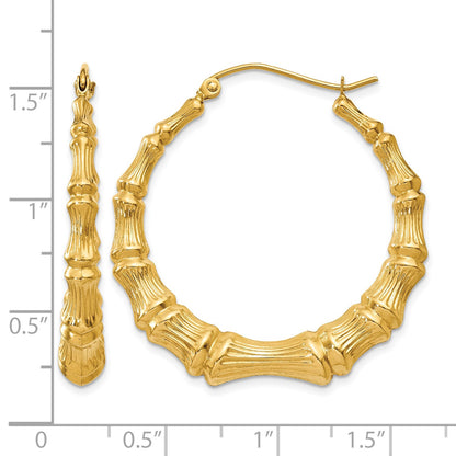14k Polished Bamboo Hoop Earrings