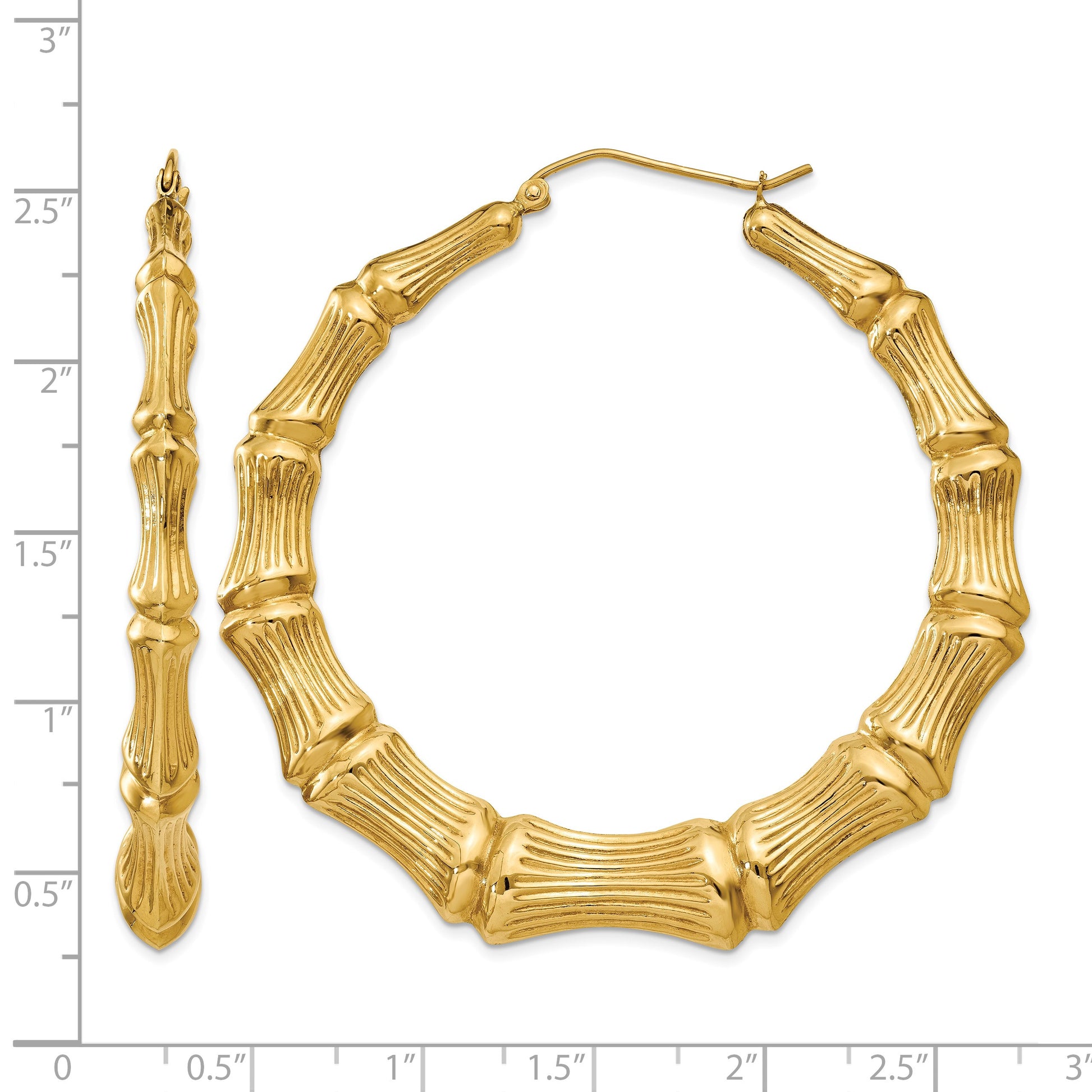 14k Polished Bamboo Hoop Earrings