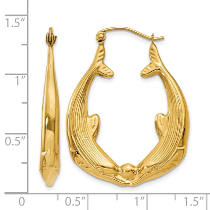 14k Polished Dolphin Hoop Earrings