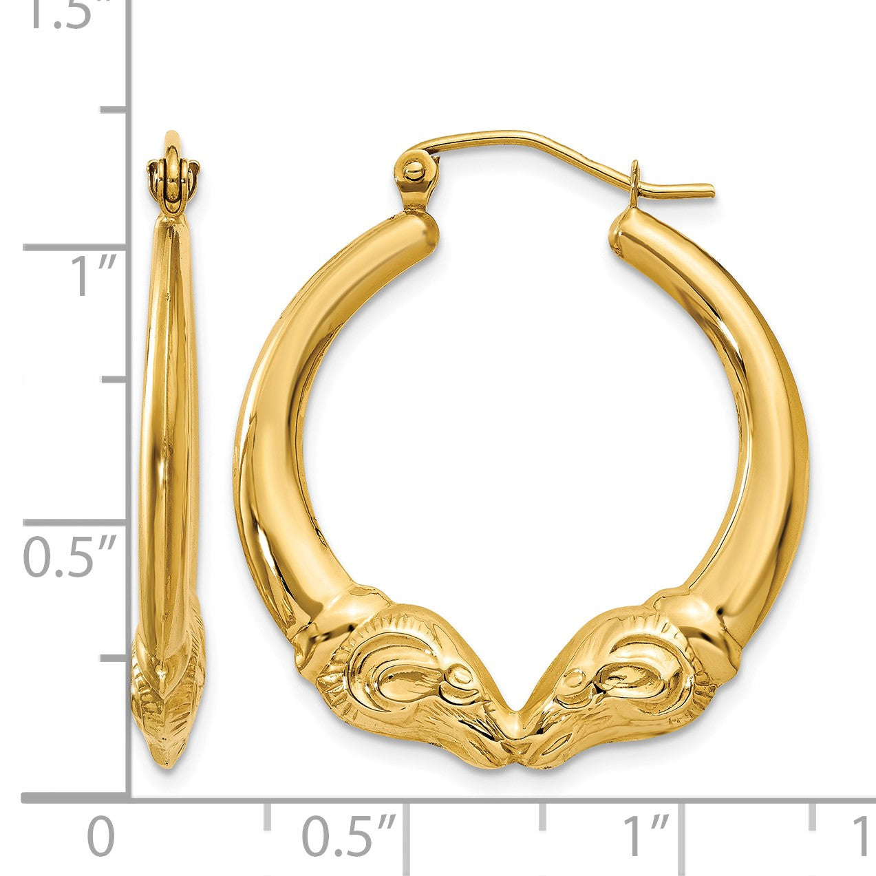 14k Polished Ram Hoop Earrings