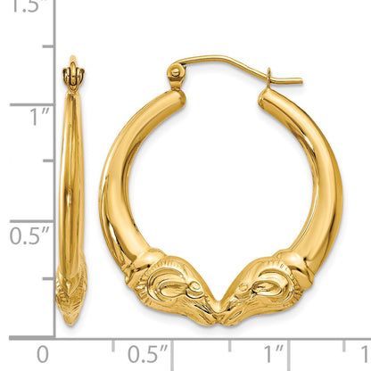 14k Polished Ram Hoop Earrings