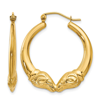 14k Polished Ram Hoop Earrings