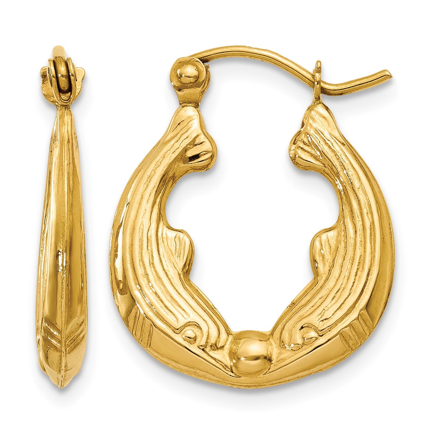 14k Dolphin Hoop Earrings
